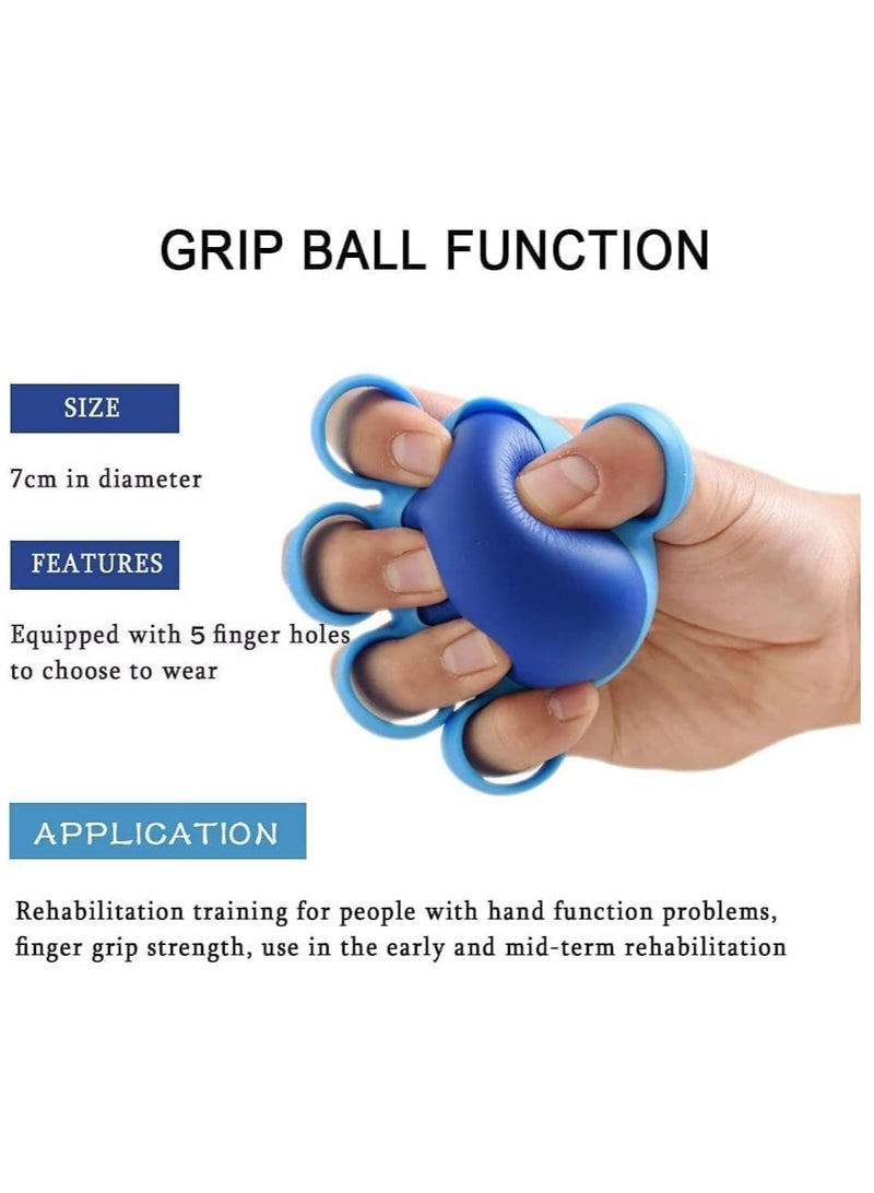 HW Hand Strengthener, Grip Strengthener & Forearm Exerciser for Arthritis, Carpal Tunnel, Guitar, Rock Climbing, Stress Reduction - Blue Silicone Ball - Image 2