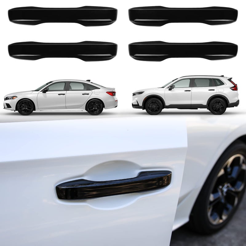Thenice for 11th Gen Civic Door Handle Cover Snap-on No Tape Exterior Handle Protection Compatible with Honda Civic 2026 2025 2024 2023 2022 Accessories, Accord CR-V HR-V 2023-2026 -Piano Black - Image 1