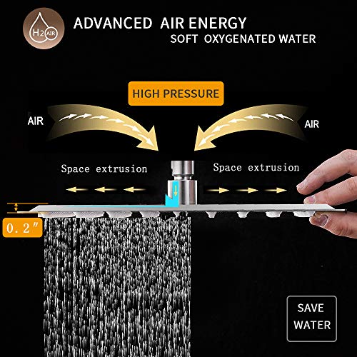 BESy 8 Inch Rain Shower Head, 8" Square Rainfall & High Pressure Stainless Steel Bath Shower Head, 1/16" Ultra Thin, Waterfall Full Body Coverage with Silicone Nozzle, Non Fingerprint Brushed Finish - Image 3