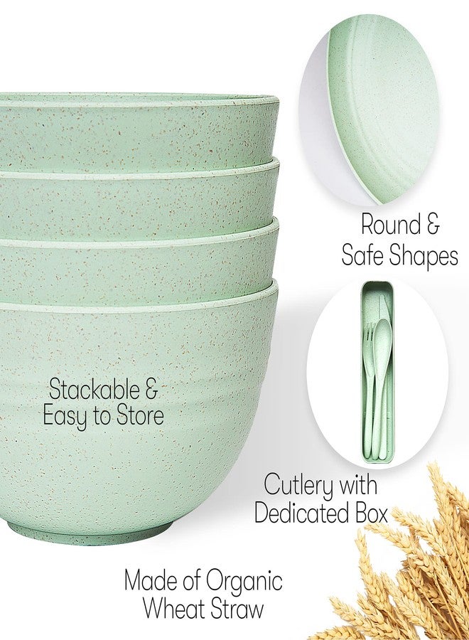 SWEVEN Wheat Straw Dinnerware Sets (28 pcs) | Unbreakable Dinnerware Sets | Dishwasher Microwave Safe Dinnerware | Eco Friendly Non Breakable Dinnerware Sets | Plates, Bowls, Cups, Cutlery | Dish Set for 4 - Image 3