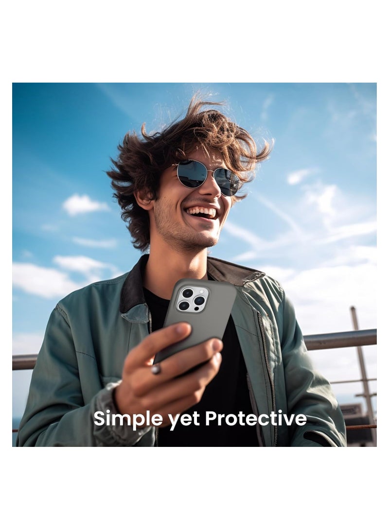 ELTRAZONE جراب ELTERAZONE متوافق مع iPhone 15 Pro Max، جراب رفيع من السيليكون السائل بثلاث طبقات مغطى بالكامل بجل ناعم مطاطي واقٍ للهاتف مع بطانة من الألياف الدقيقة المضادة للخدش (رمادي) - Image 4