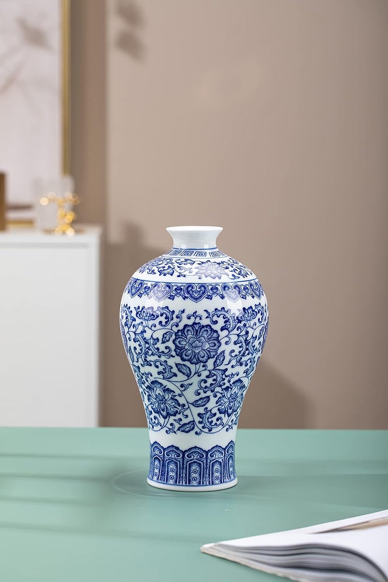 GaLouRo Blue and White Chinoiserie Vase, Ginger Jar for Home Decor, Porcelain Blue and White Decor, 9" H - Image 4