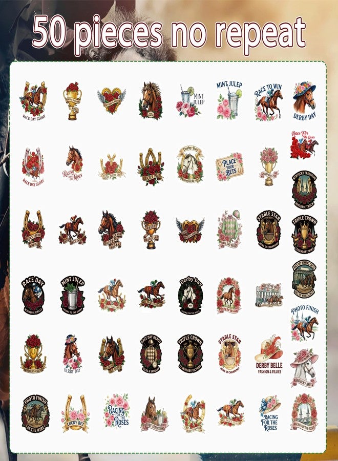 Raxfly 50 Pcs Horse Racing Stickers, Derby Day Themed Decals, Pony Animal Stickers for Water Bottles,Party Favors, Scrapbooking and DIY Decorations, Horse Party Favors & Gifts - Image 2