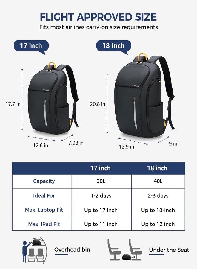 Ponhog Business Backpack for Men - Tech Backpack fit 17.3 Inch Laptop Travel Backpack 900D with USB Charging Port Anti-Theft Pocket Waterproof Smart Backpack 35L Black - Image 4