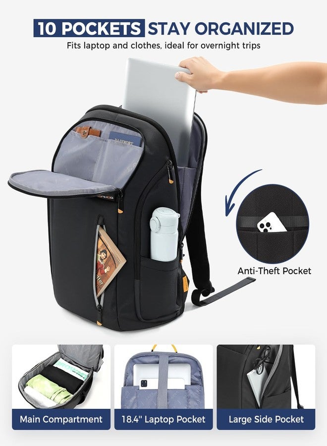Ponhog Business Backpack for Men - Tech Backpack fit 17.3 Inch Laptop Travel Backpack 900D with USB Charging Port Anti-Theft Pocket Waterproof Smart Backpack 35L Black - Image 2
