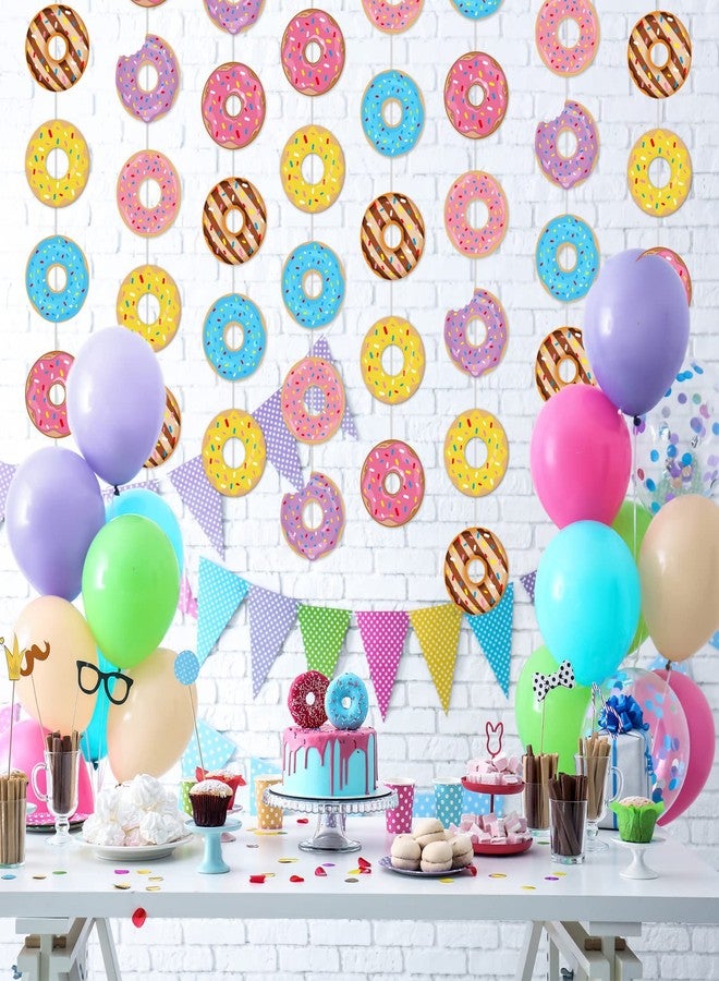 Tevxj 8 Pcs Donut Birthday Party Banners Donut Supplies Decorations Doughnut Grow Party Hanging Swirl Paper Cutouts Garland Kit for Baby Shower Gender Reveal Home Classroom Decor Favors - Image 3