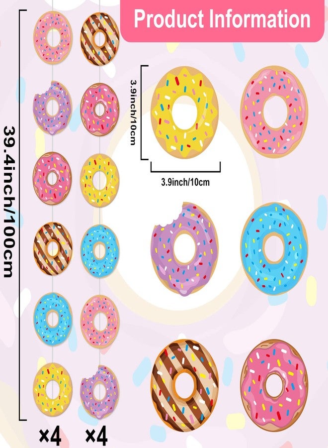 Tevxj 8 Pcs Donut Birthday Party Banners Donut Supplies Decorations Doughnut Grow Party Hanging Swirl Paper Cutouts Garland Kit for Baby Shower Gender Reveal Home Classroom Decor Favors - Image 2
