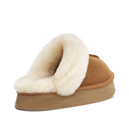 OOW Fuzzy Platform Slippers for Women Cozy Womens Platform Slippers Winter House Slippers for Women Indoor and Outdoor Chestnut, 5 - Image 4