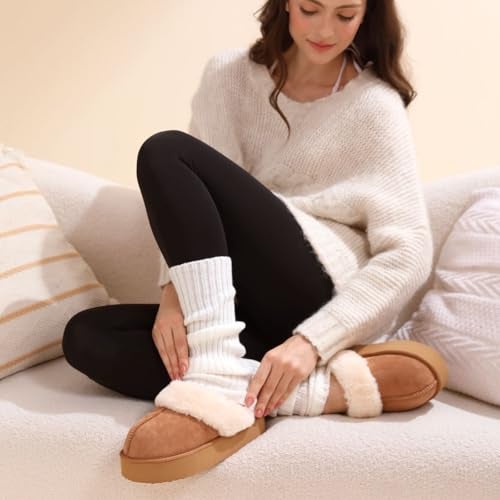 OOW Fuzzy Platform Slippers for Women Cozy Womens Platform Slippers Winter House Slippers for Women Indoor and Outdoor Chestnut, 5 - Image 3