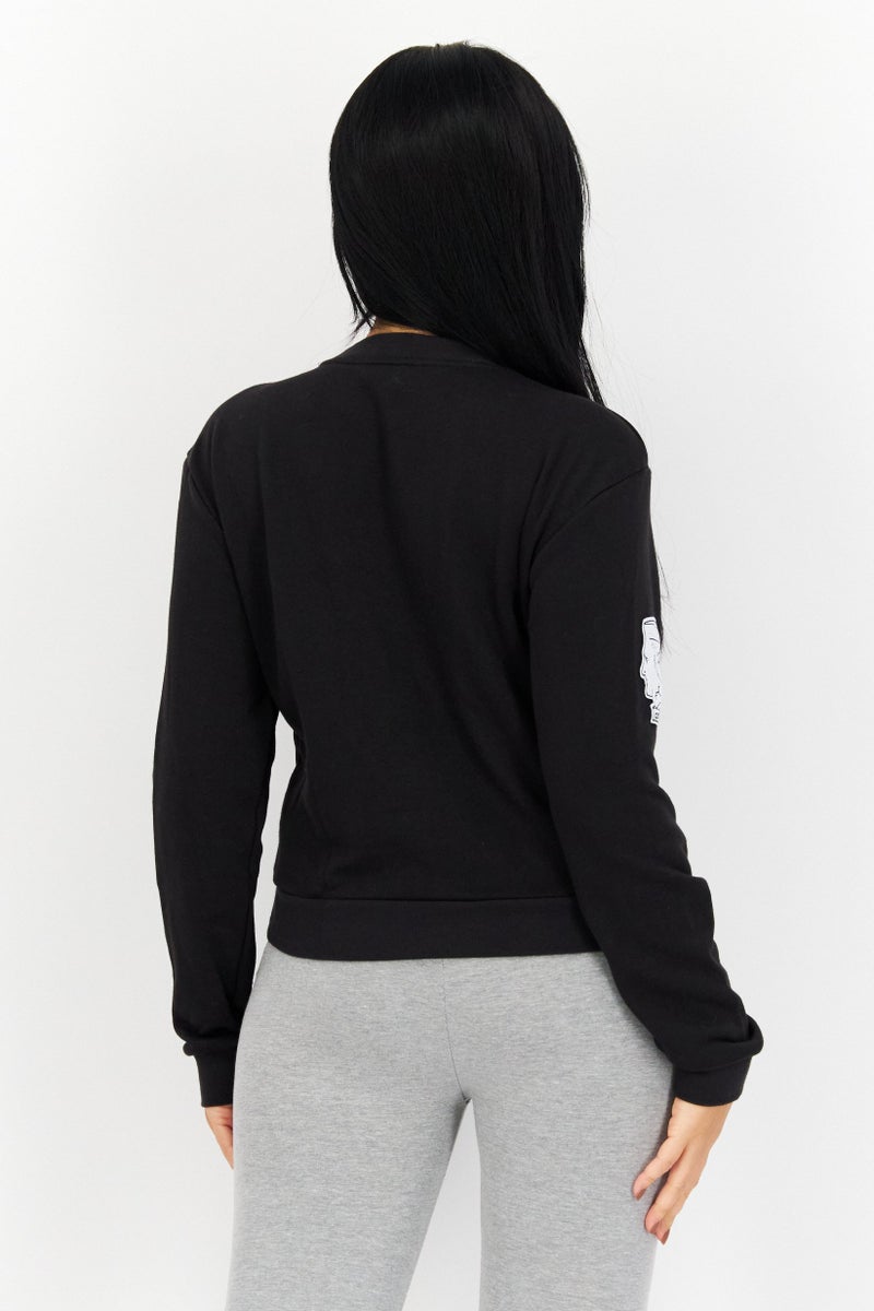 adidas Originals Women Regular Fit Long Sleeve Graphic Print Training Sweatshirt, Black Combo  - Image 3