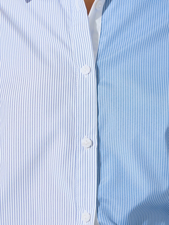 Styli Blue Stripe Color Block Long Sleeve Shirt - Image 4