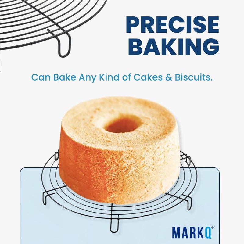 MARKQ رف تبريد الكعك القابل للانزلاق 32 سم - رف معدني دائري لتبريد الكعك، عرض الكعك، صينية التقطيع، تحضير مكعبات الثلج، صينية معدنية متينة آمنة في غسالة الصحون، سوداء (عبوة من 2) - Image 4
