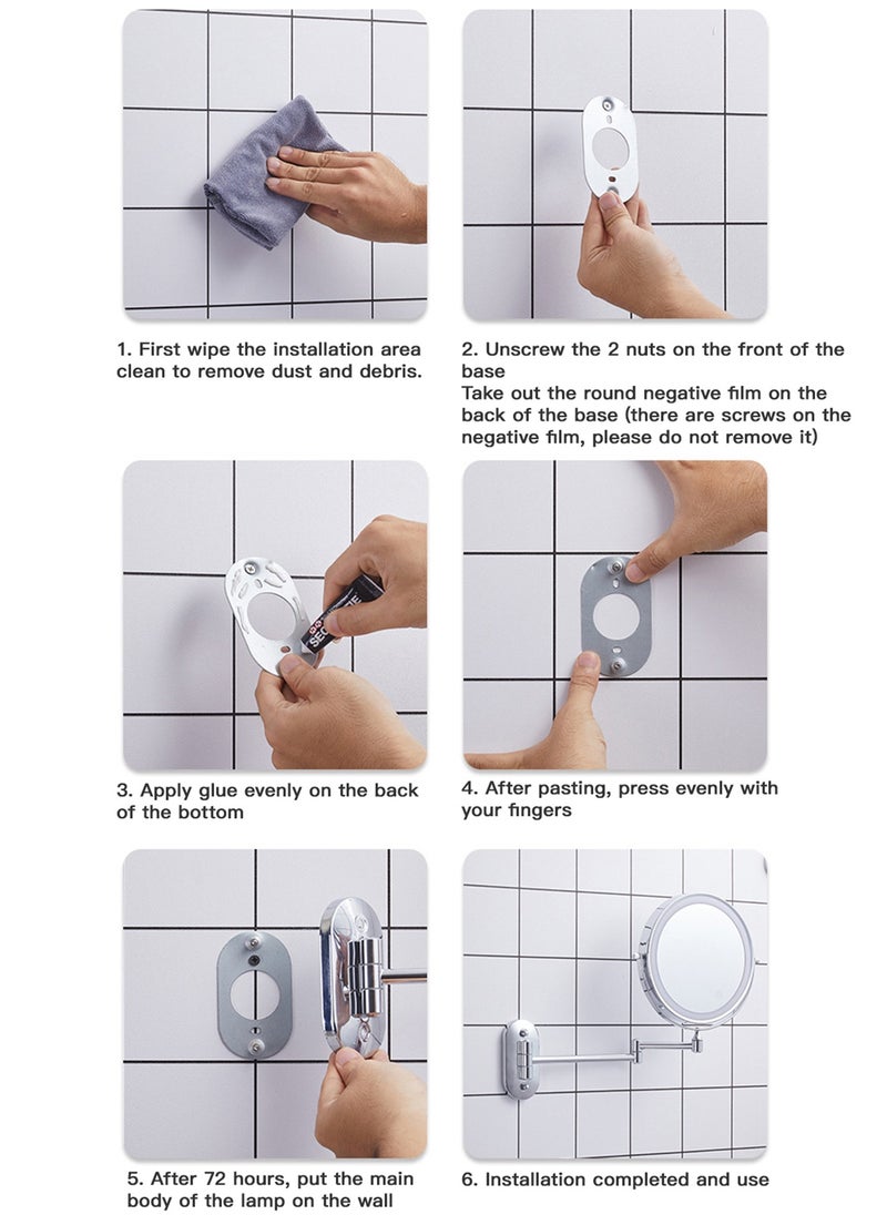 Sharpdo - Wall Mounted LED Makeup Mirror Adjustable Double Sided High Definition LED Vanity Mirror Three-color Stepless Dimming Cosmetic Mirror For Bathroom - Image 1