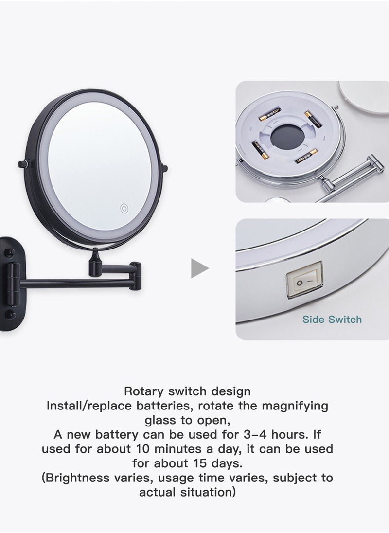 Sharpdo - Wall Mounted LED Makeup Mirror Adjustable Double Sided High Definition LED Vanity Mirror Three-color Stepless Dimming Cosmetic Mirror For Bathroom - Image 1
