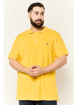 Scuderia Ferrari Men Regular Fit Brand Logo Short Sleeves Polo Shirt, Yellow  - Image 1