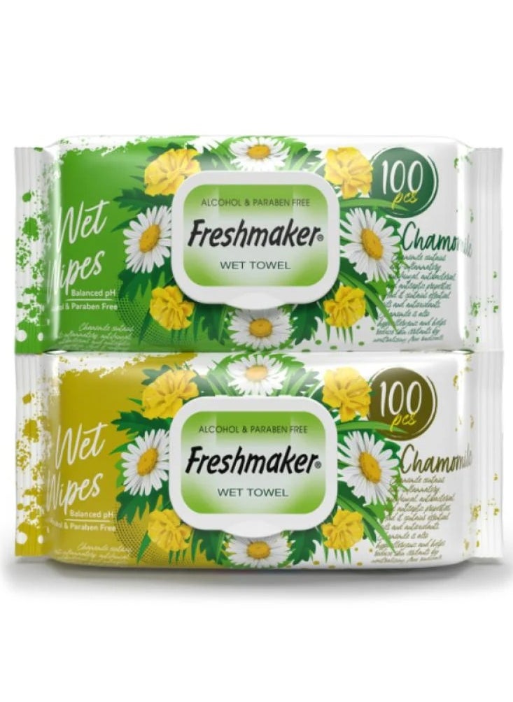 Freshmaker Chamomile Blossom Wet Wipes 100 Wipes 2 Pieces 