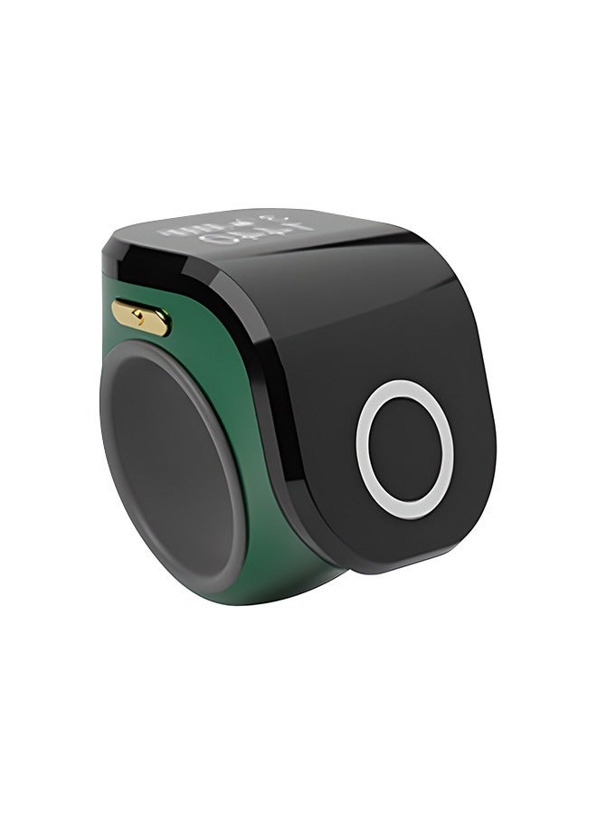 Multifunctional Zikr Ring Tasbih Counter, Portable Touch Counter with Vibration Reminder, Waterproof OLED Screen, Adjustable Silicone Ring for Various Wearing Sizes, Green - Image 1