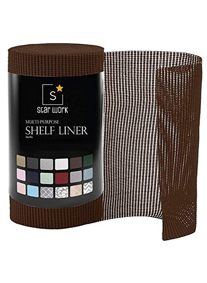 Star Work 30x500 Cms Shelf Liners for Kitchen Shelves | Cabinet Cupboard Sheets | Wardrobe Mat Anti-Skid and Slip Drawer Matting Roll Waterproof Slab Cover with Extra Grip (Chocolate, Washable) - Image 1