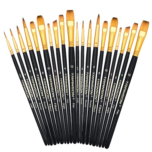 Transon 20pcs Art Painting Brush Set for Acrylic Watercolor Gouache Hobby Craft Face Painting - Image 1