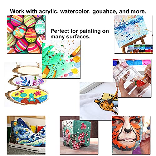 Transon 20pcs Art Painting Brush Set for Acrylic Watercolor Gouache Hobby Craft Face Painting - Image 3