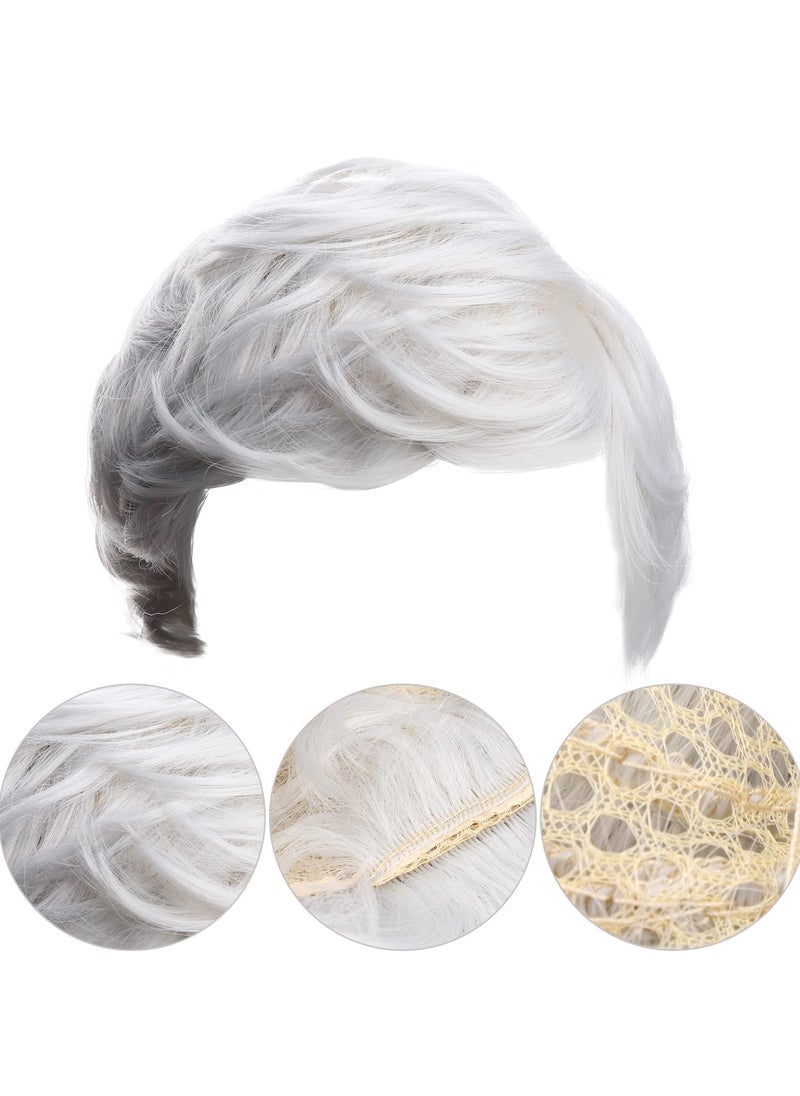 Captaintech Old Man Costume Set, 6 Pcs Grandpa Wig Costume Kit, Cosplay Costume Set Including Wig Cap/Wig/Glasses/Fake Beard/Faux Eyebrows/Pipe, for Cosplay Costume/Party Props/Masquerade Accessories  - Image 3