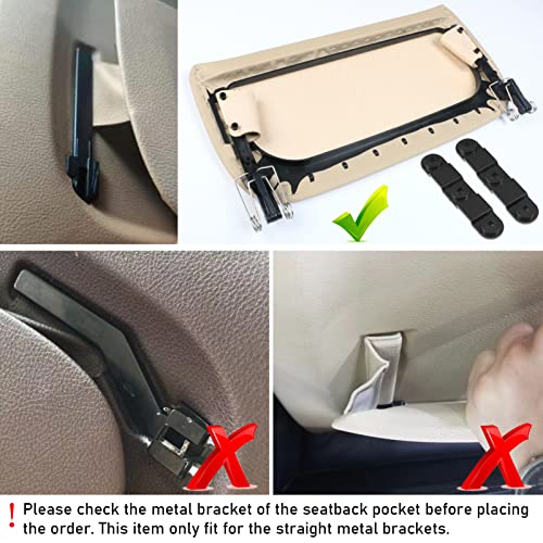 Jaronx Compatible with BMW Seat Back Pocket Cover, Genuine Leather Back Seat Pocket Cover Backrest Seat Panel Cover Replacement Compatible with BMW 5 Series F10 F11 F07, 7 Series F01 F02 (Beige) - Image 5