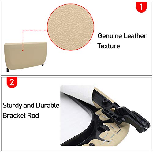 Jaronx Compatible with BMW Seat Back Pocket Cover, Genuine Leather Back Seat Pocket Cover Backrest Seat Panel Cover Replacement Compatible with BMW 5 Series F10 F11 F07, 7 Series F01 F02 (Beige) - Image 3