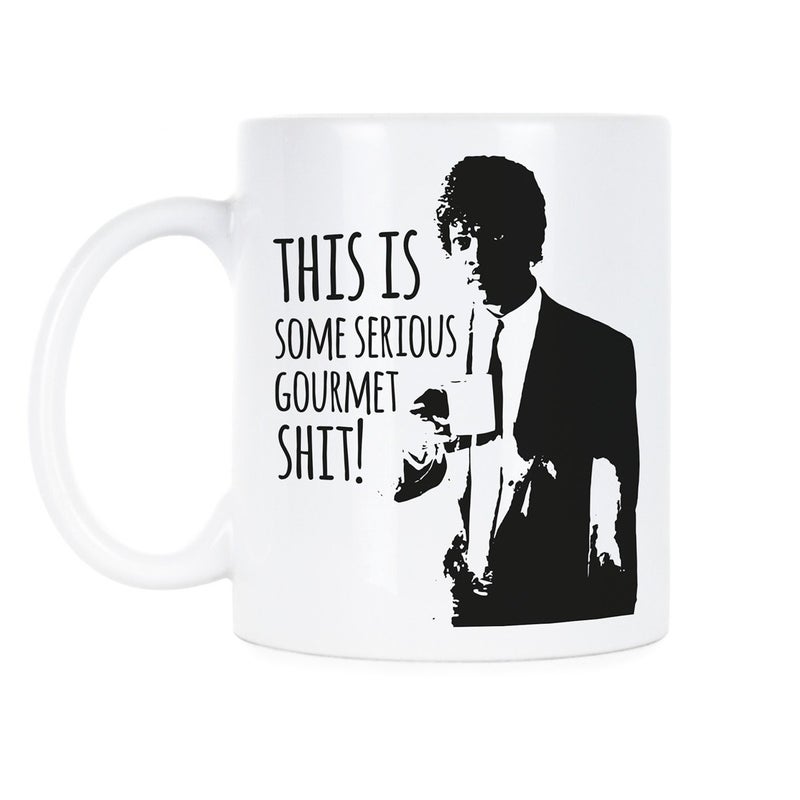KALIDHAR Mug Gourmet srieux Tasse caf avec Inscription Some Serious Gourmet Shit 11 oz White Mug Blanc - Image 1