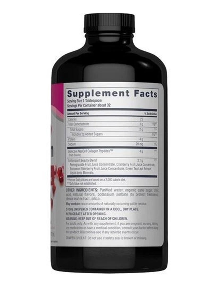 NEOCELL Collagen Liquid Pomegranate, 16 fl oz (473 ml), Hair Skin Nails Free PP - Image 2