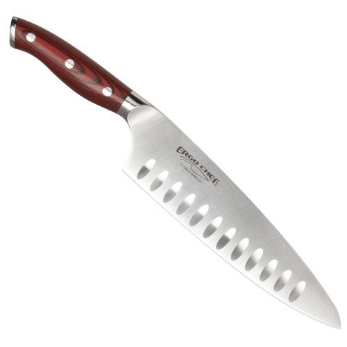 Ergo Chef سكين الطهاة Ergo Chef Crimson Series 8 بوصة - شفرة فولاذية ألمانية مقاومة للصدأ عالية الكربون X50CrMoV15 مع مقبض G10 مريح لقطع دقيق - Image 1