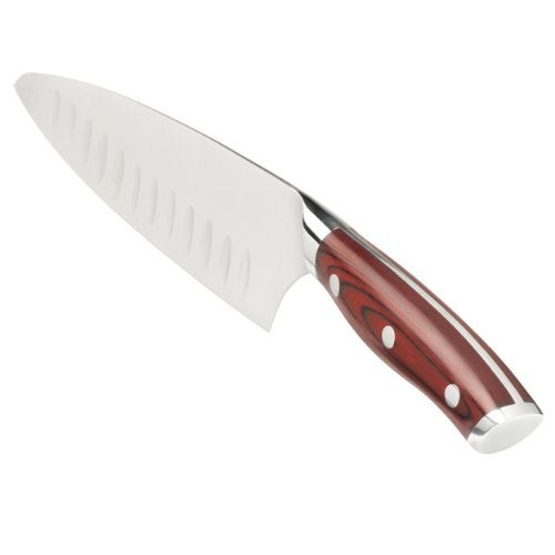 Ergo Chef سكين الطهاة Ergo Chef Crimson Series 8 بوصة - شفرة فولاذية ألمانية مقاومة للصدأ عالية الكربون X50CrMoV15 مع مقبض G10 مريح لقطع دقيق - Image 5