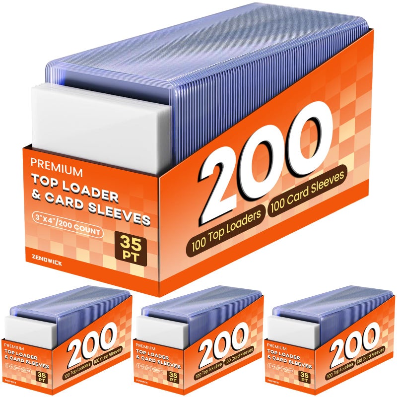 ZENOWICK 800 Card Sleeves Top Loaders for Cards, 3" x 4" Hard Plastic Toploaders, Baseball Card Protectors, Trading Card Holder for Football Sports Cards (400 Toploaders + 400 Penny Sleeves) - Image 1