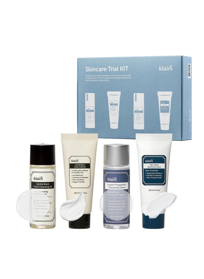 ديركلايرز S] مجموعة العناية بالبشرة التجريبية 4 قطع صغيرة من زيت التنظيف وكريم الحبر للسفر يجب أن يكون لديك هدايا للنساء تخزين المواد للبالغين - Image 1