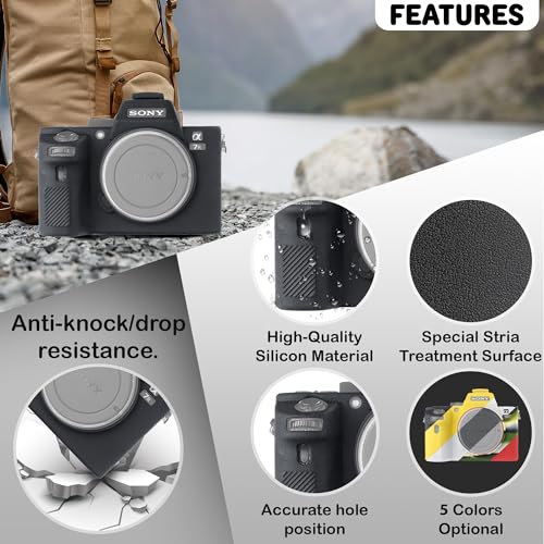 STSEETOP Camera Case for A7II/ A7RII / A7SII / A7MII - Protective Silicone DSLR Skin Cover, Detachable Cage, Shockproof, Dustproof (Black) - Image 2