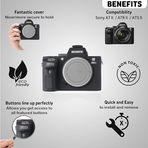 STSEETOP Camera Case for A7II/ A7RII / A7SII / A7MII - Protective Silicone DSLR Skin Cover, Detachable Cage, Shockproof, Dustproof (Black) - Image 3