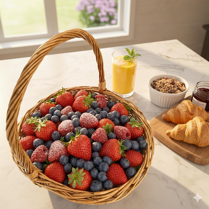 WXQGHDDF Handwoven Wicker Harvest Basket with Handle, Natural Storage and Picnic Basket, 15.7x13x15 Inches - Image 4