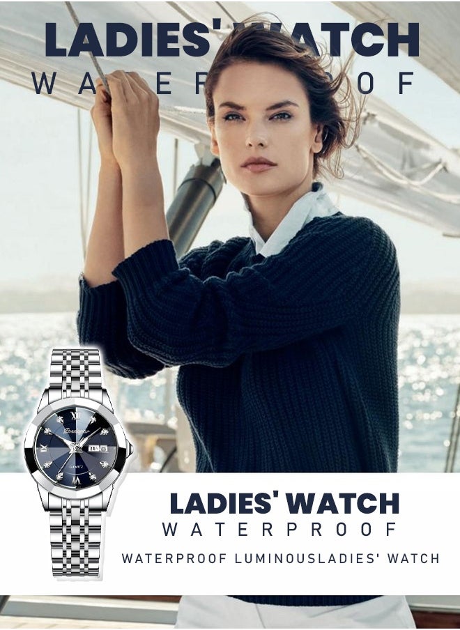 POEDAGAR Automatic Women Watch Self Winding Mechanical Fashion Bracelet Set Luxury Stainless Steel Luminous Date Waterproof Ladies Wrist Watch  - Image 2