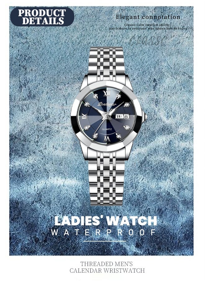 POEDAGAR Automatic Women Watch Self Winding Mechanical Fashion Bracelet Set Luxury Stainless Steel Luminous Date Waterproof Ladies Wrist Watch  - Image 4