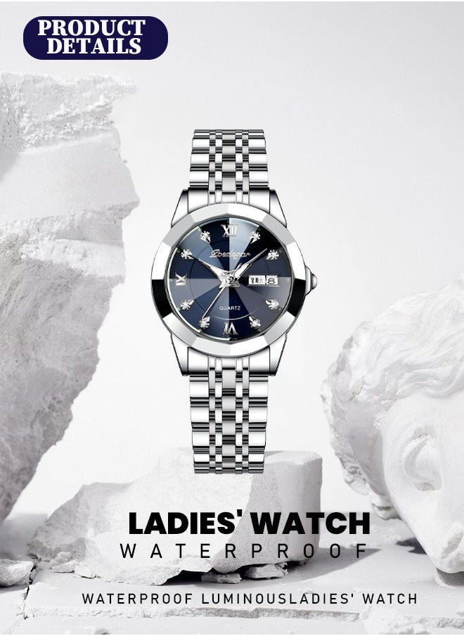 POEDAGAR Automatic Women Watch Self Winding Mechanical Fashion Bracelet Set Luxury Stainless Steel Luminous Date Waterproof Ladies Wrist Watch  - Image 5