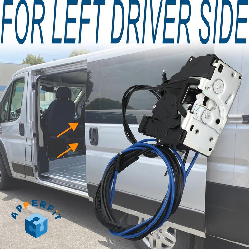 APPERFiT Sliding Door Latch Lock Actuator with Cable for Left Driver Side Slide Door 68226179AE Compatible with RAM ProMaster Cargo Van 1500 2500 3500 2014 2015 2016 2017 2018 Door Parts - Image 2