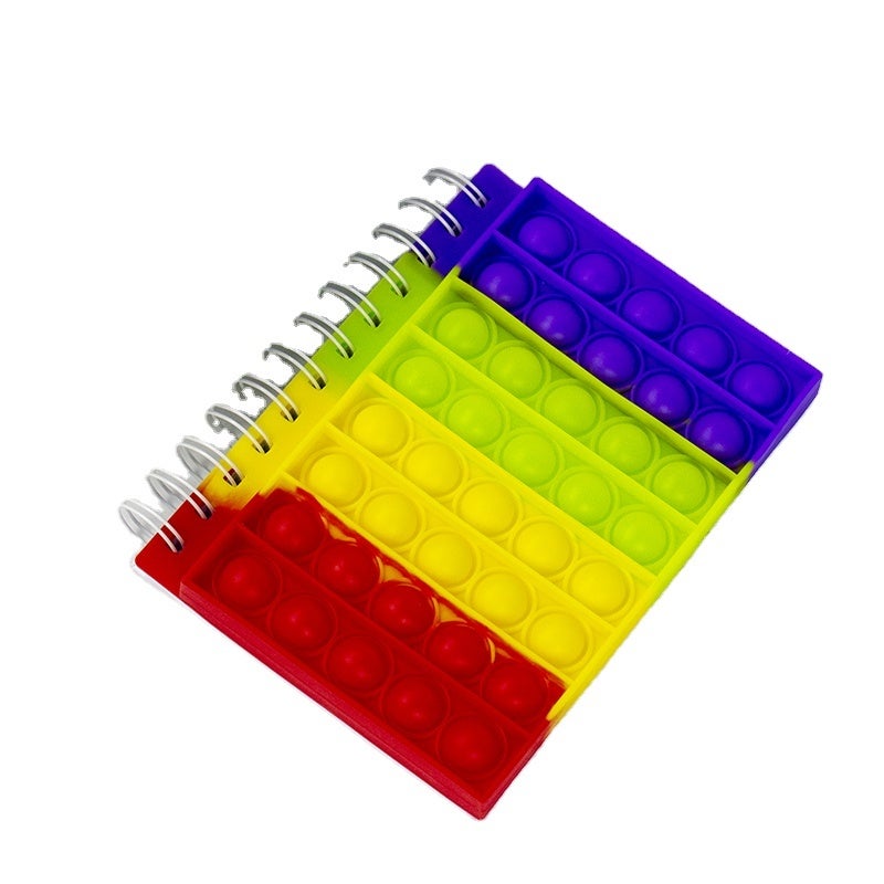 دفتر ملاحظات لولبي (Fidget Spiral Notebook): حجم M بغلاف سيليكون عالي الجودة - دفتر ملاحظات بخطوط كلية مؤلم للقلوب عن طريق فقاعة البوب، للأطفال والطلاب والبالغين، للمنزل والمكتب - Image 1