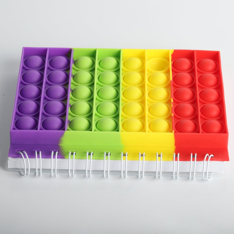 دفتر ملاحظات لولبي (Fidget Spiral Notebook): حجم M بغلاف سيليكون عالي الجودة - دفتر ملاحظات بخطوط كلية مؤلم للقلوب عن طريق فقاعة البوب، للأطفال والطلاب والبالغين، للمنزل والمكتب - Image 3