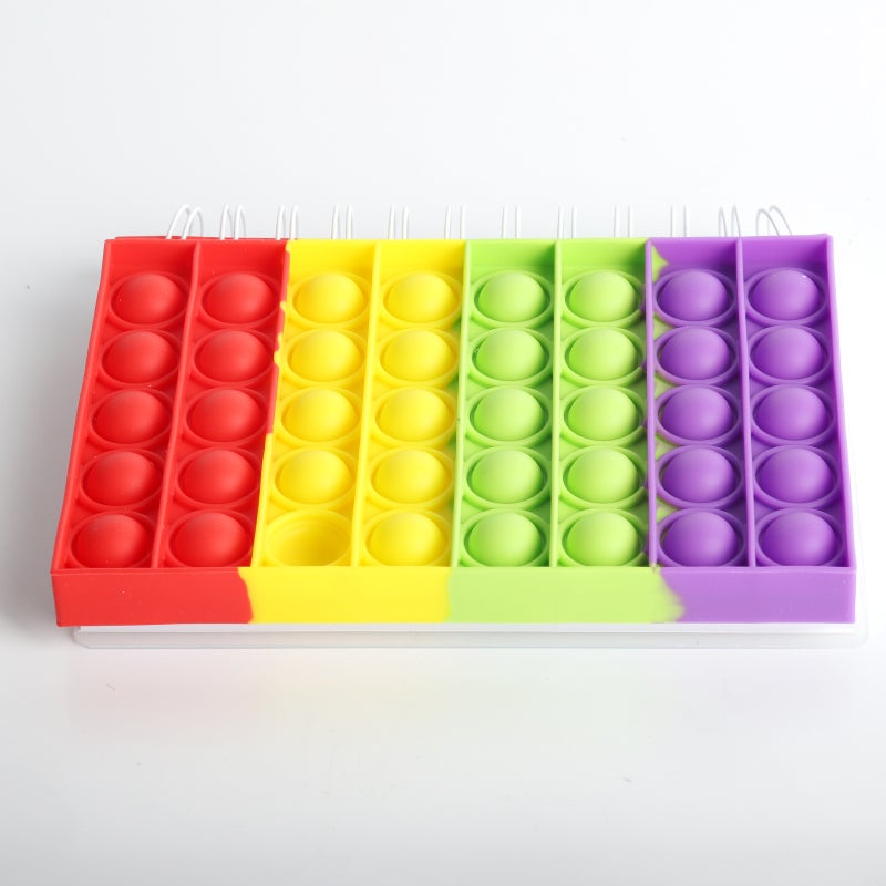 دفتر ملاحظات لولبي (Fidget Spiral Notebook): حجم M بغلاف سيليكون عالي الجودة - دفتر ملاحظات بخطوط كلية مؤلم للقلوب عن طريق فقاعة البوب، للأطفال والطلاب والبالغين، للمنزل والمكتب - Image 5