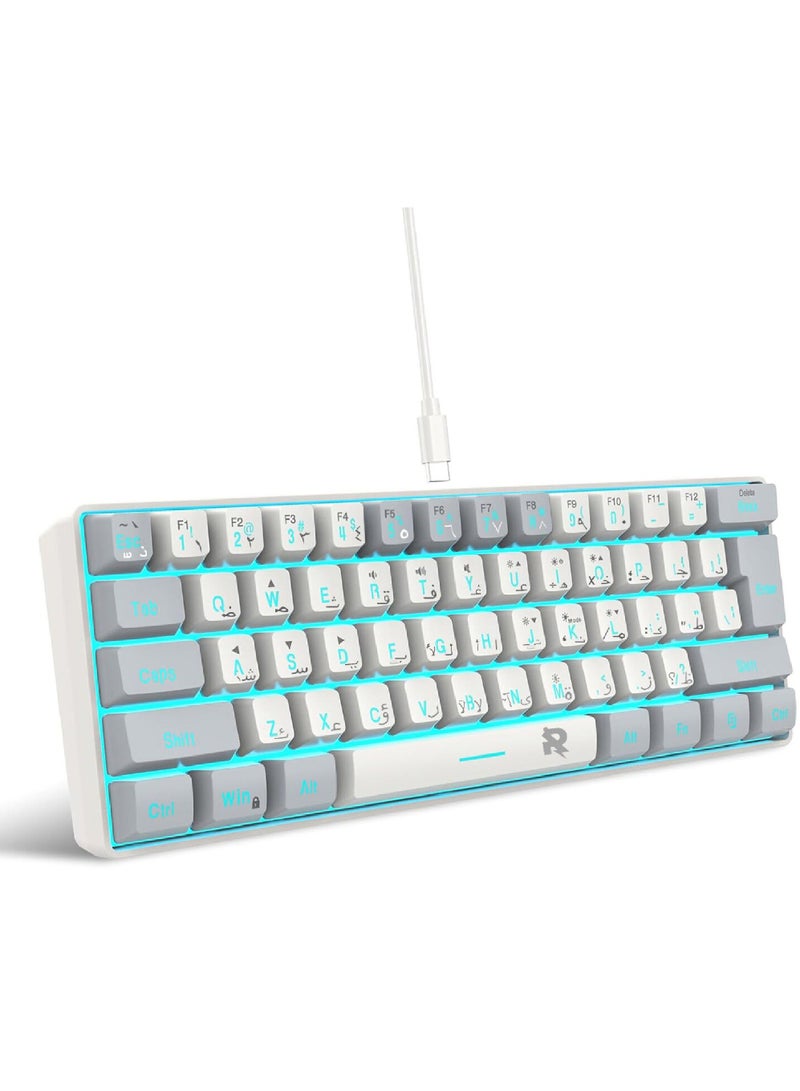 Arabic English 60% Wired Gaming Keyboard RGB Backlit Mini Keyboard Waterproof Small Ultra-Compact 61 Keys Keyboard for PC/Mac Gamer Typist Travel Easy to Carry on Business Trip - Image 1
