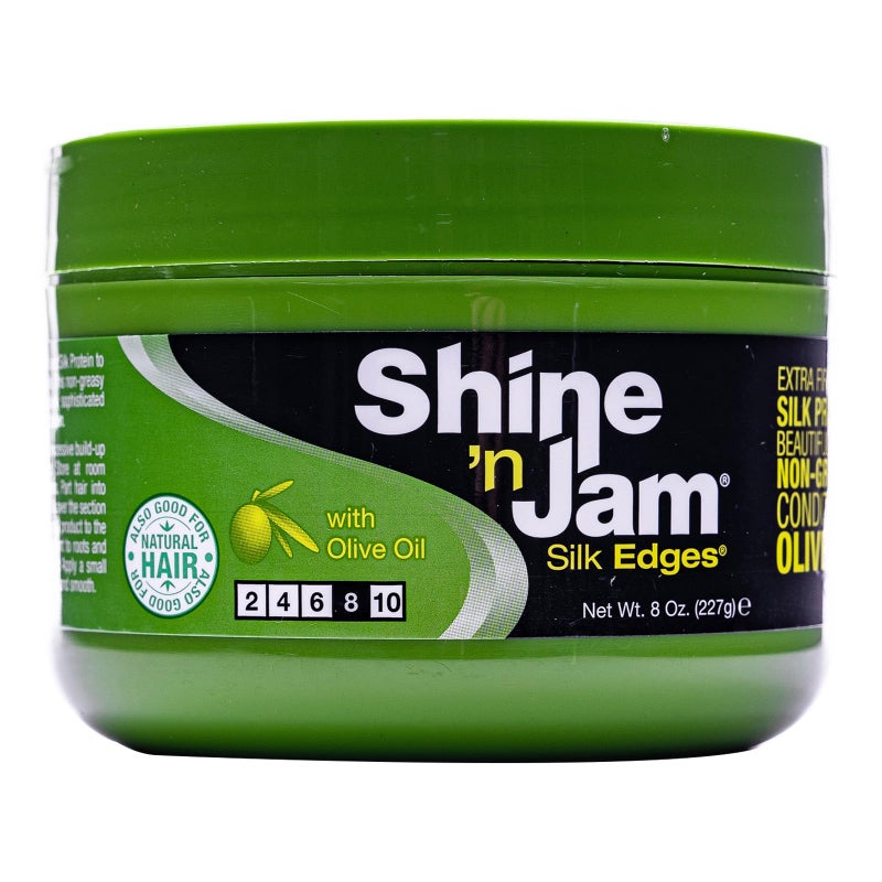 Ampro Shine-n-Jam Edges - Excellent for Taming Fringe, Ponytails, and Updos - Provides Firm Hold with Non-Greasy Shine - Moisturizes and Smoothes Hair with Silk Proteins - 8 oz - Image 1