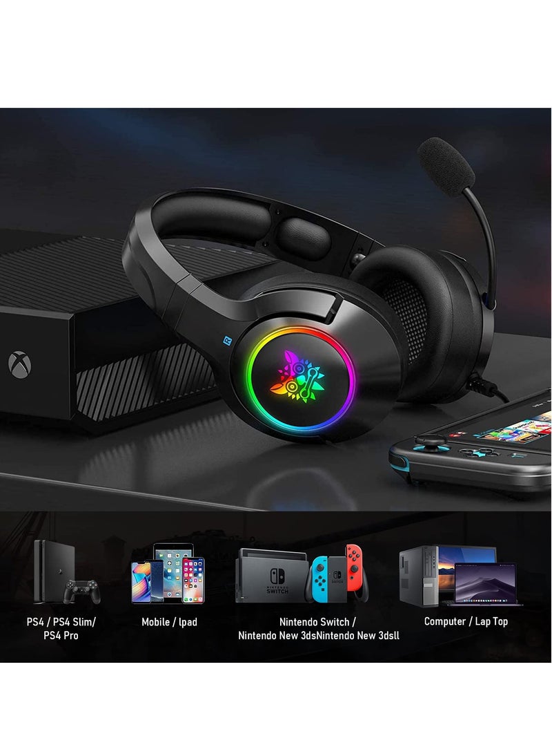 onikuma K9 Wired Gaming Headset, PC Gaming Headphones with Microphone, RGB Headset Over-Ear Noise Cancelling - Image 4