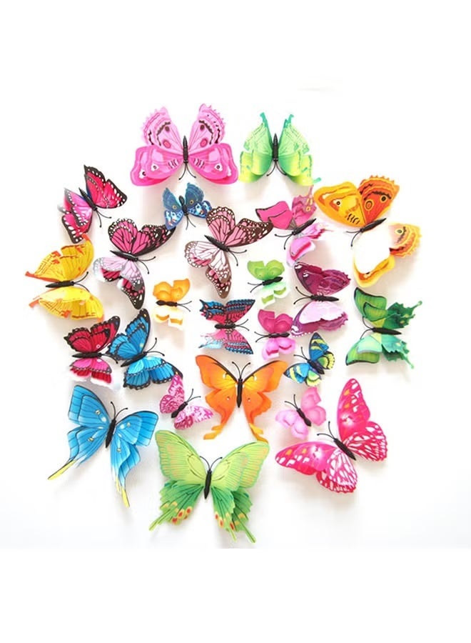 24 PCS 3D Butterfly Decorative Wall Sticker Set Multicolour - Image 2