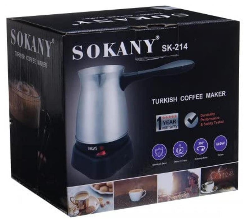 SOKANY SK-214 500ml Stainless Steel Coffee Machine Greek Turkish Coffee Maker Portable Waterproof Electric Hot Boiled Pot Home (Assorted Colors), 1 Year Warranty - Image 1