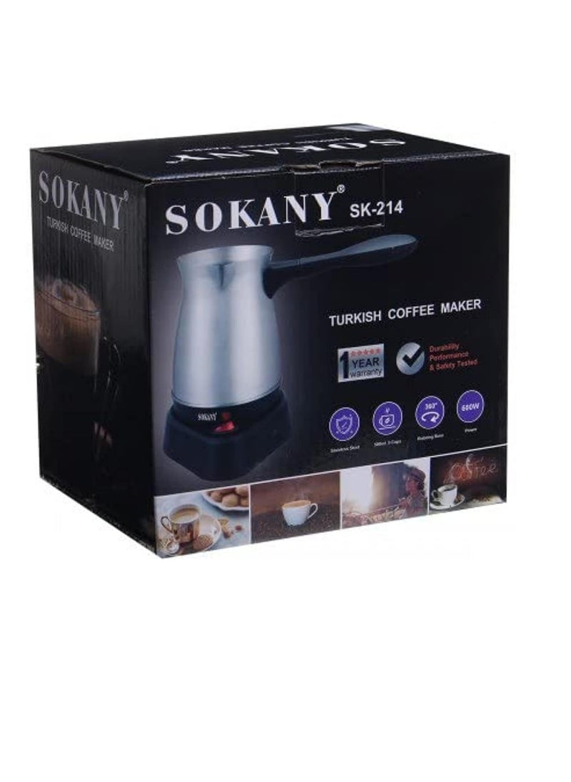 sokany SOKANY SK-214 500ml Stainless Steel Coffee Machine Greek Turkish Coffee Maker Portable Waterproof Electric Hot Boiled Pot Home (Assorted Colors)  - Image 1