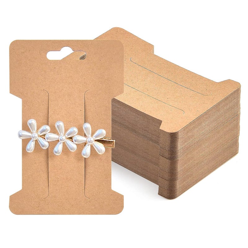Coopay Coopay 150 Pieces Hair Clip Display Cards Hair Bow Holder Rectangle Barrettes Jewelry Accessories Display and Organizing Kraft Paper Cards 414 x 234 Inches Brown
